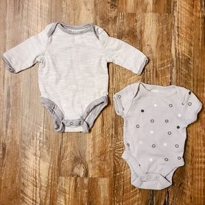 Newborn Unisex/Gender Neutral Old Navy Short Sleeve and Long Sleeve Gray Onesies